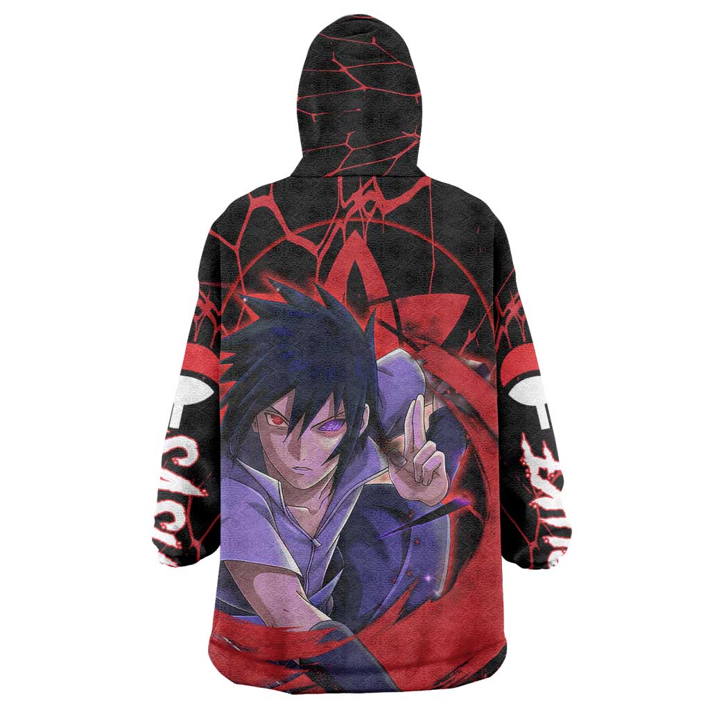 Trippy Sasuke Uchiha Naruto Wearable Blanket Hoodie Anime Style