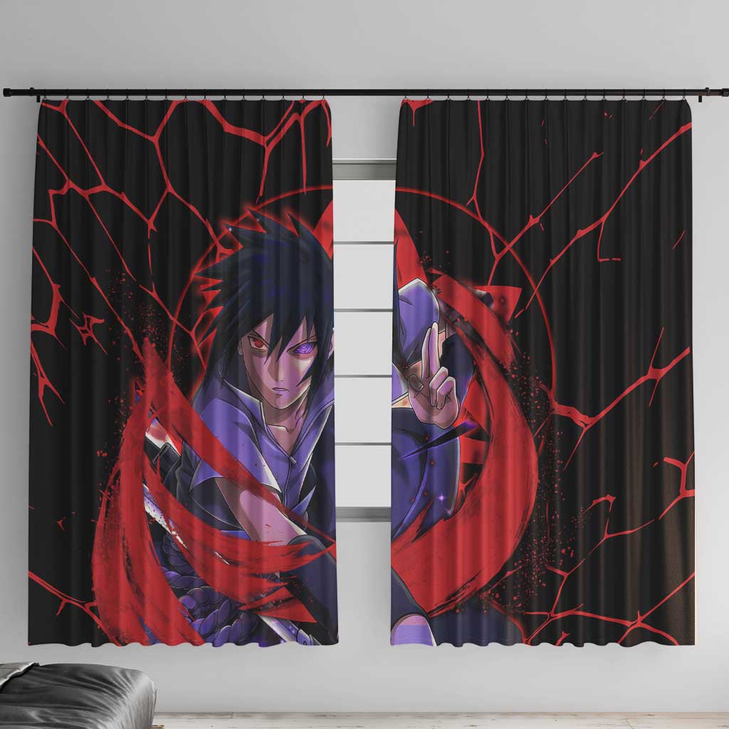 Trippy Sasuke Uchiha Naruto Window Curtain Anime Style