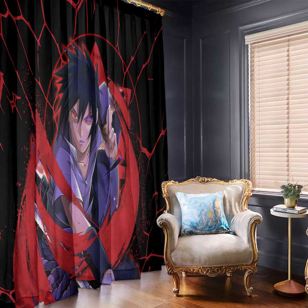 Trippy Sasuke Uchiha Naruto Window Curtain Anime Style