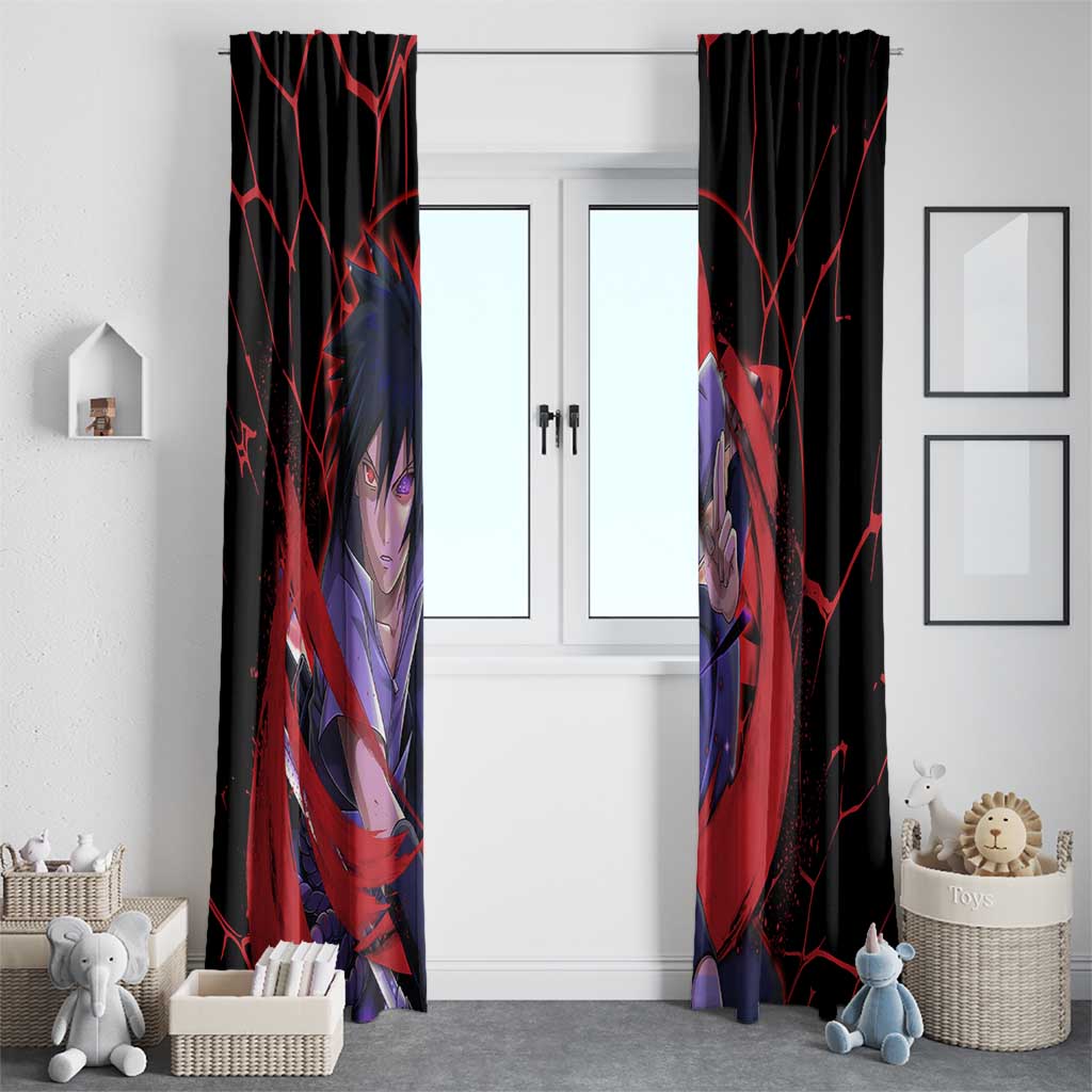 Trippy Sasuke Uchiha Naruto Window Curtain Anime Style