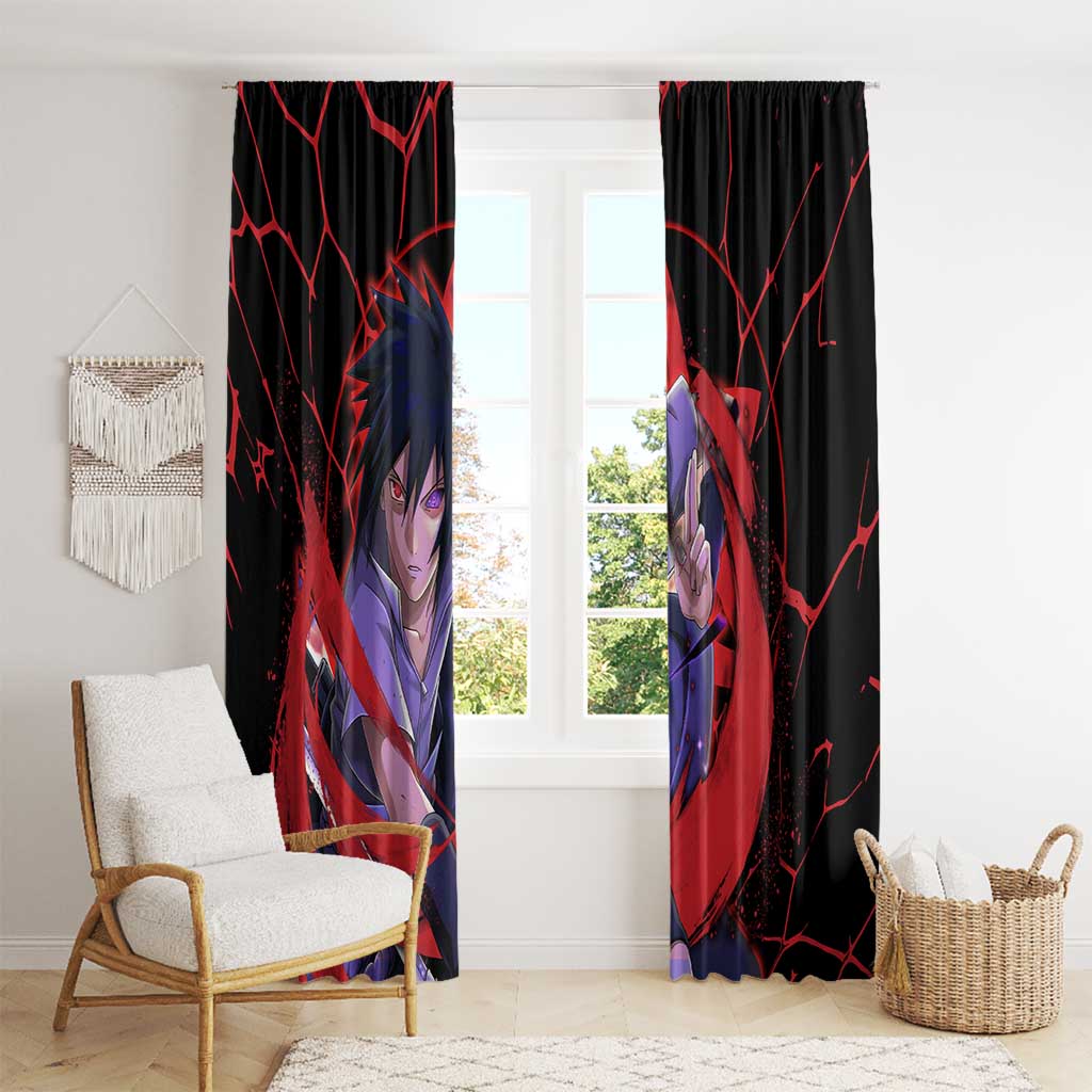 Trippy Sasuke Uchiha Naruto Window Curtain Anime Style