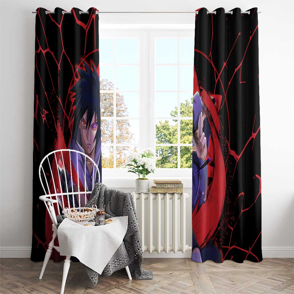 Trippy Sasuke Uchiha Naruto Window Curtain Anime Style