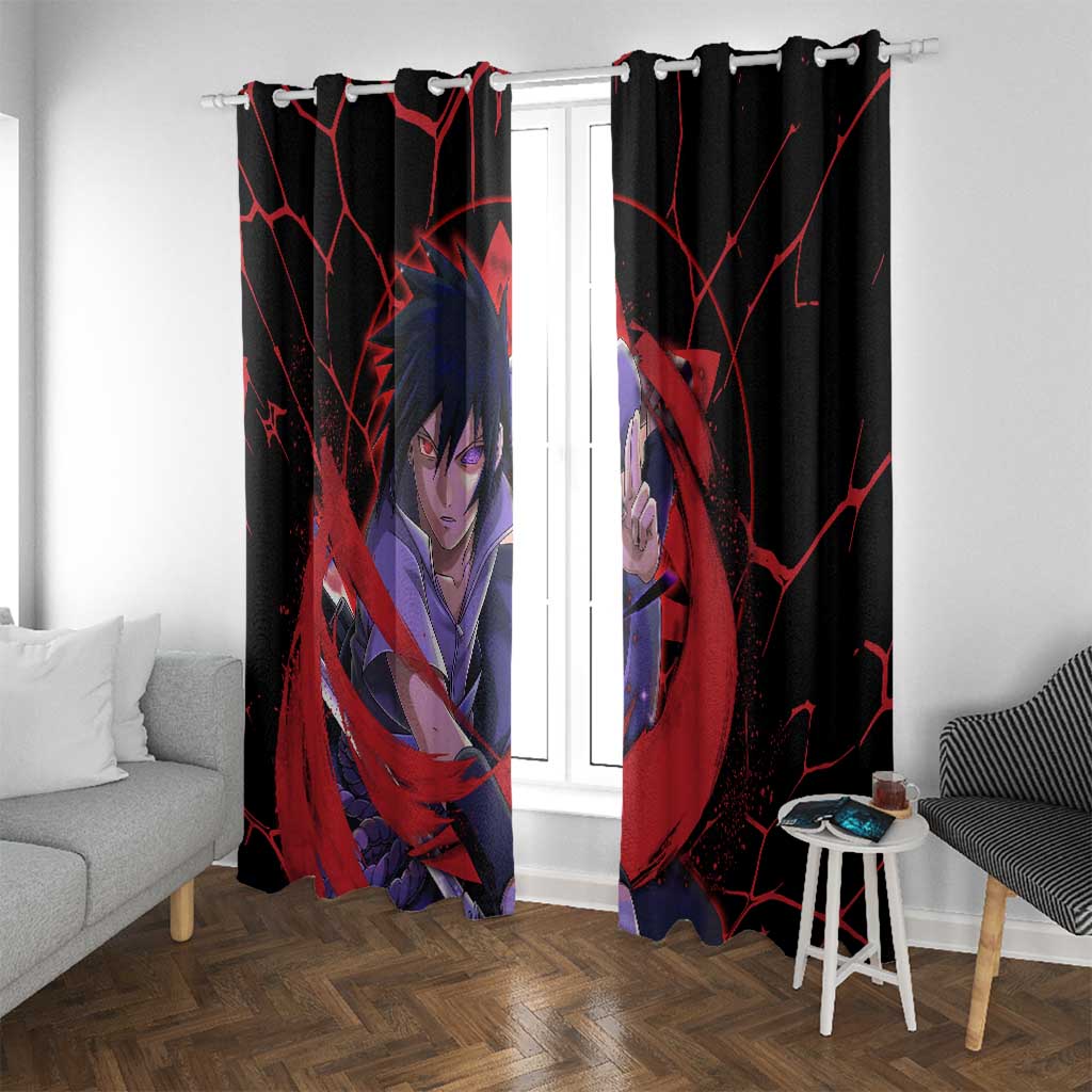 Trippy Sasuke Uchiha Naruto Window Curtain Anime Style