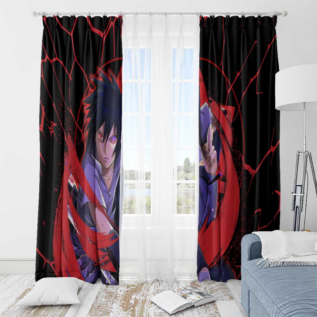 Trippy Sasuke Uchiha Naruto Window Curtain Anime Style