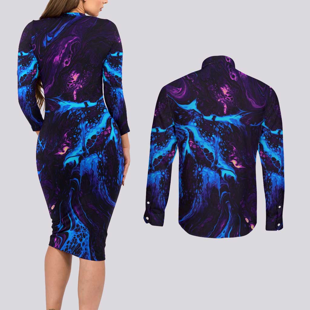 Naruto Awakened Beast Couples Matching Long Sleeve Bodycon Dress and Long Sleeve Button Shirt Anime Style