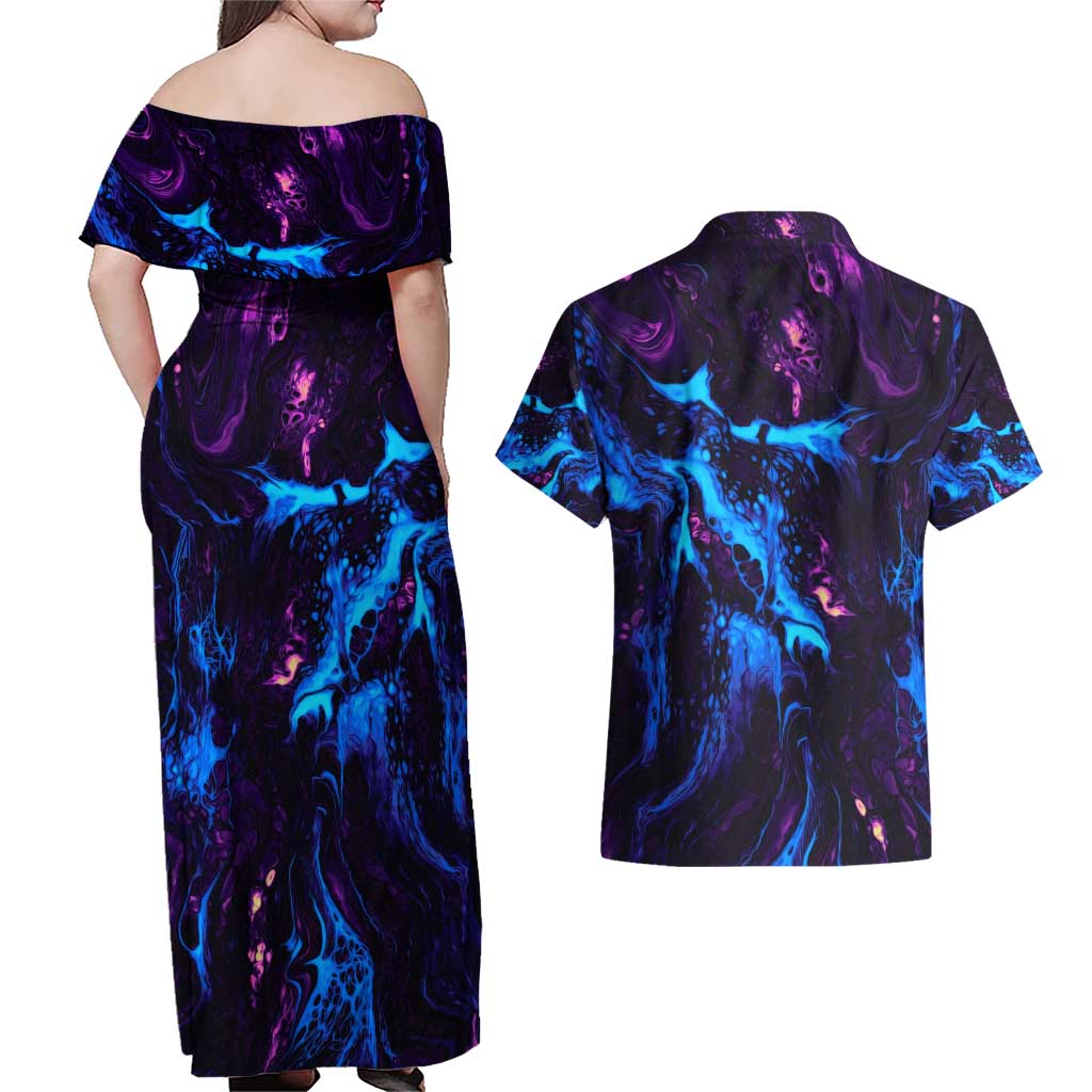 Naruto Awakened Beast Couples Matching Off Shoulder Maxi Dress and Hawaiian Shirt Anime Style