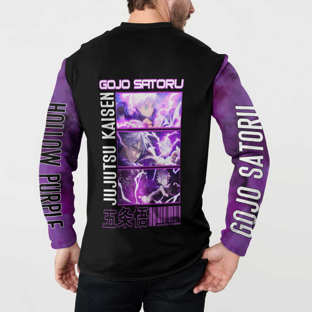 Gojo Satoru Hollow Purple Jujutsu Kaisen Button Sweatshirt Anime Style