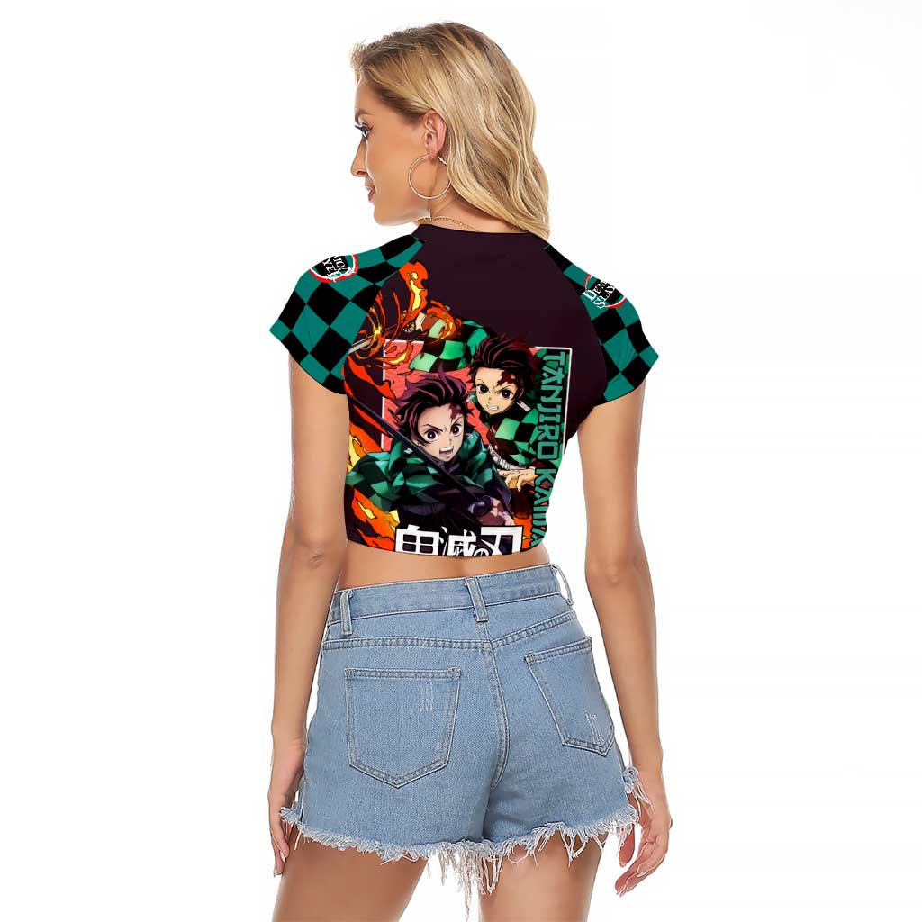 Kamado Tanjiro Demon Slayer Raglan Cropped T Shirt Anime Style