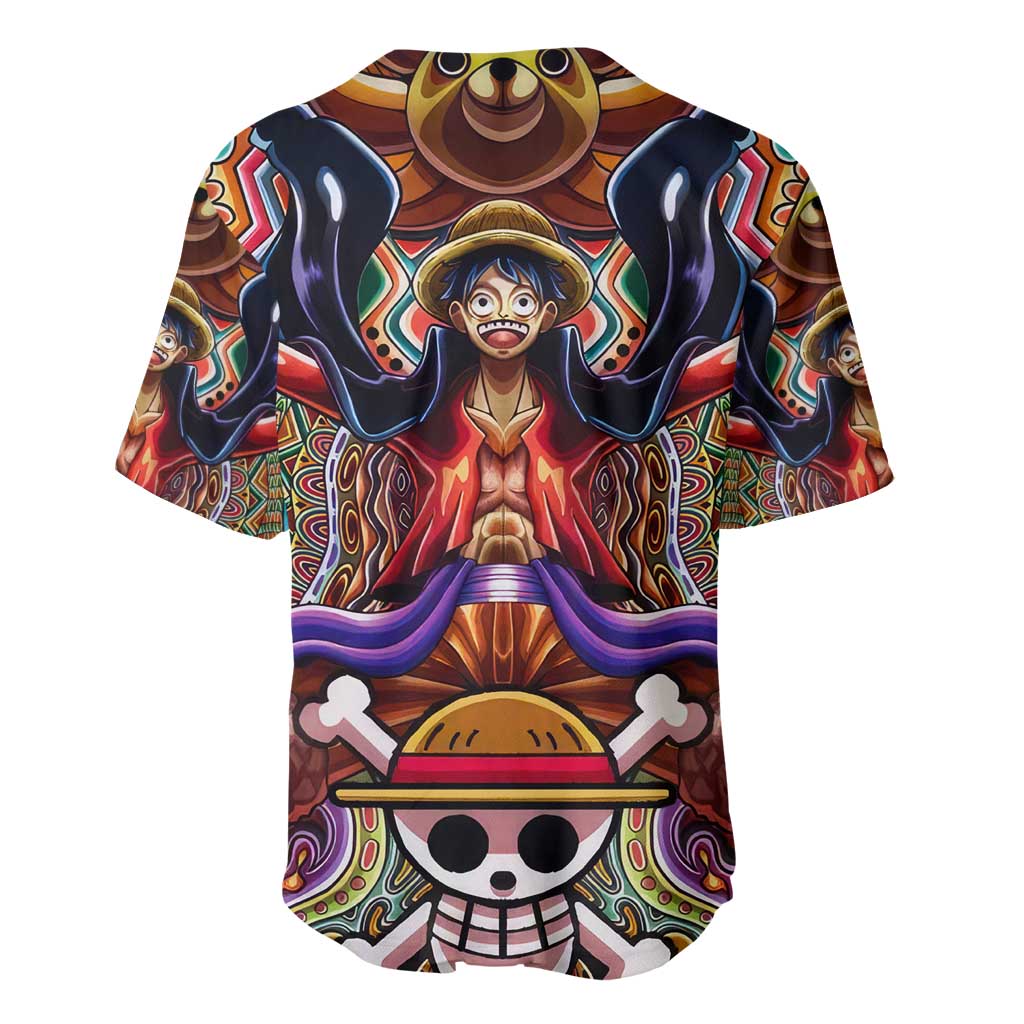 Trippy Monkey D. Luffy One Piece Baseball Jersey Anime Mix Hippie Style