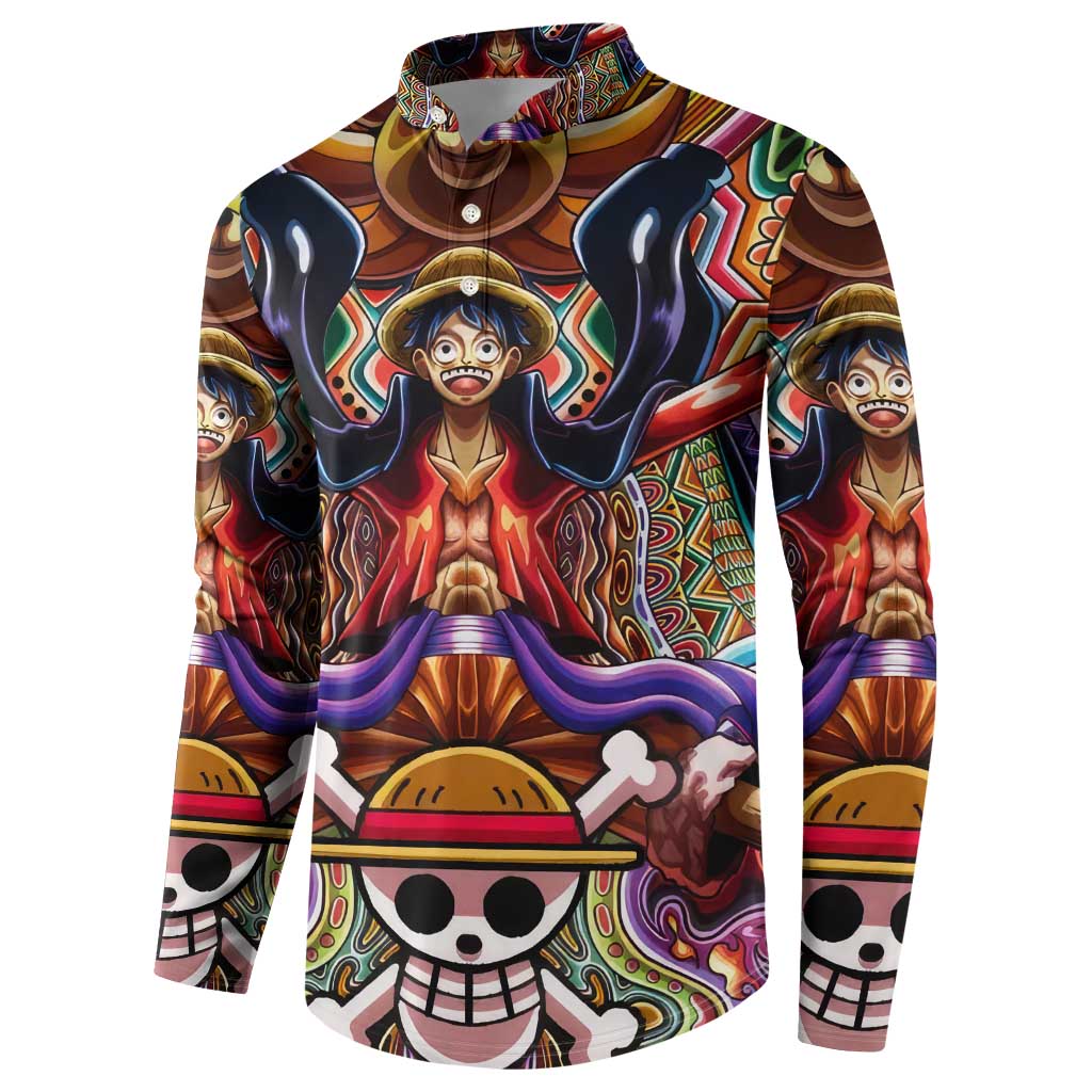Trippy Monkey D. Luffy One Piece Button Sweatshirt Anime Mix Hippie Style