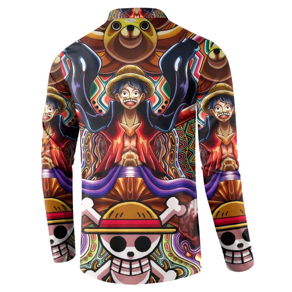 Trippy Monkey D. Luffy One Piece Button Sweatshirt Anime Mix Hippie Style