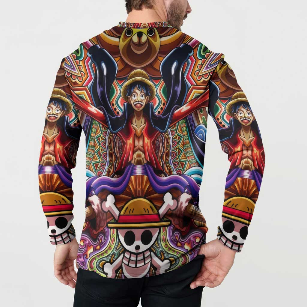 Trippy Monkey D. Luffy One Piece Button Sweatshirt Anime Mix Hippie Style
