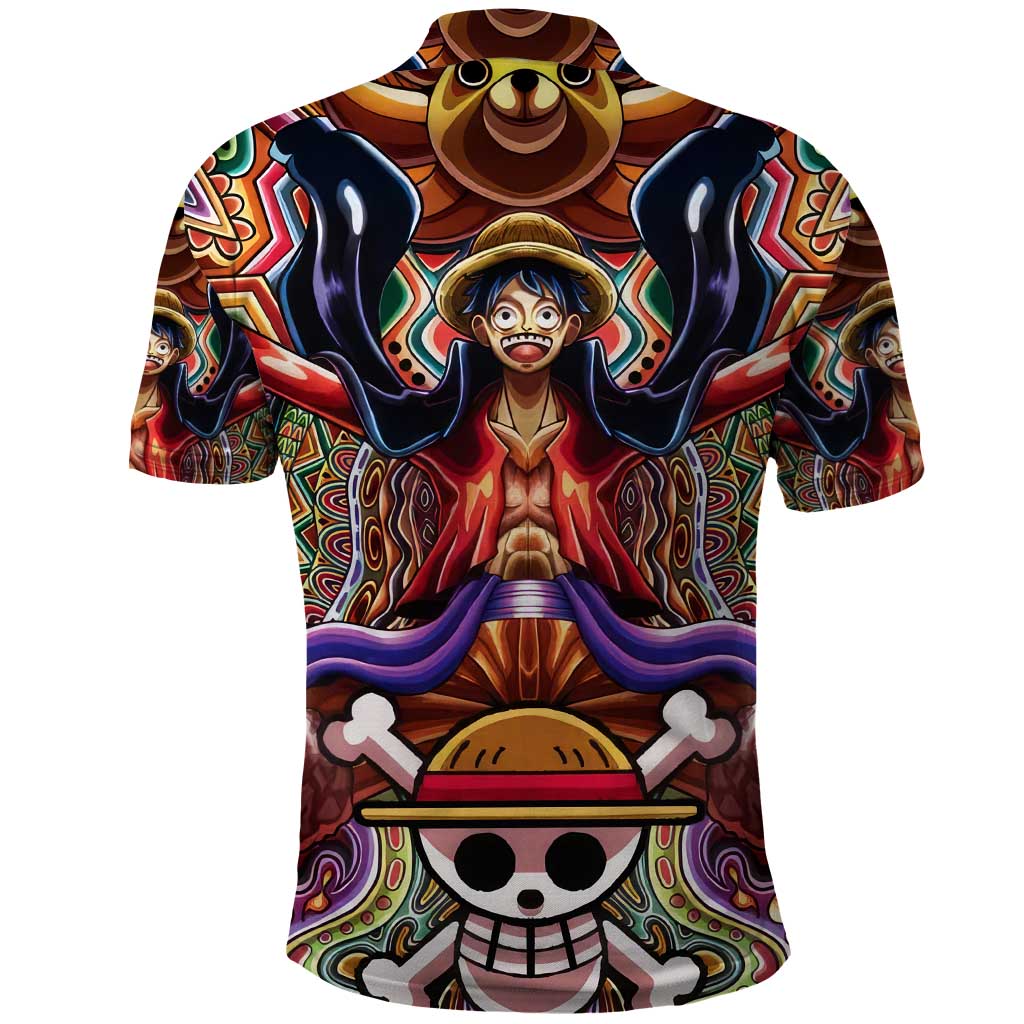 Trippy Monkey D. Luffy One Piece Polo Shirt Anime Mix Hippie Style