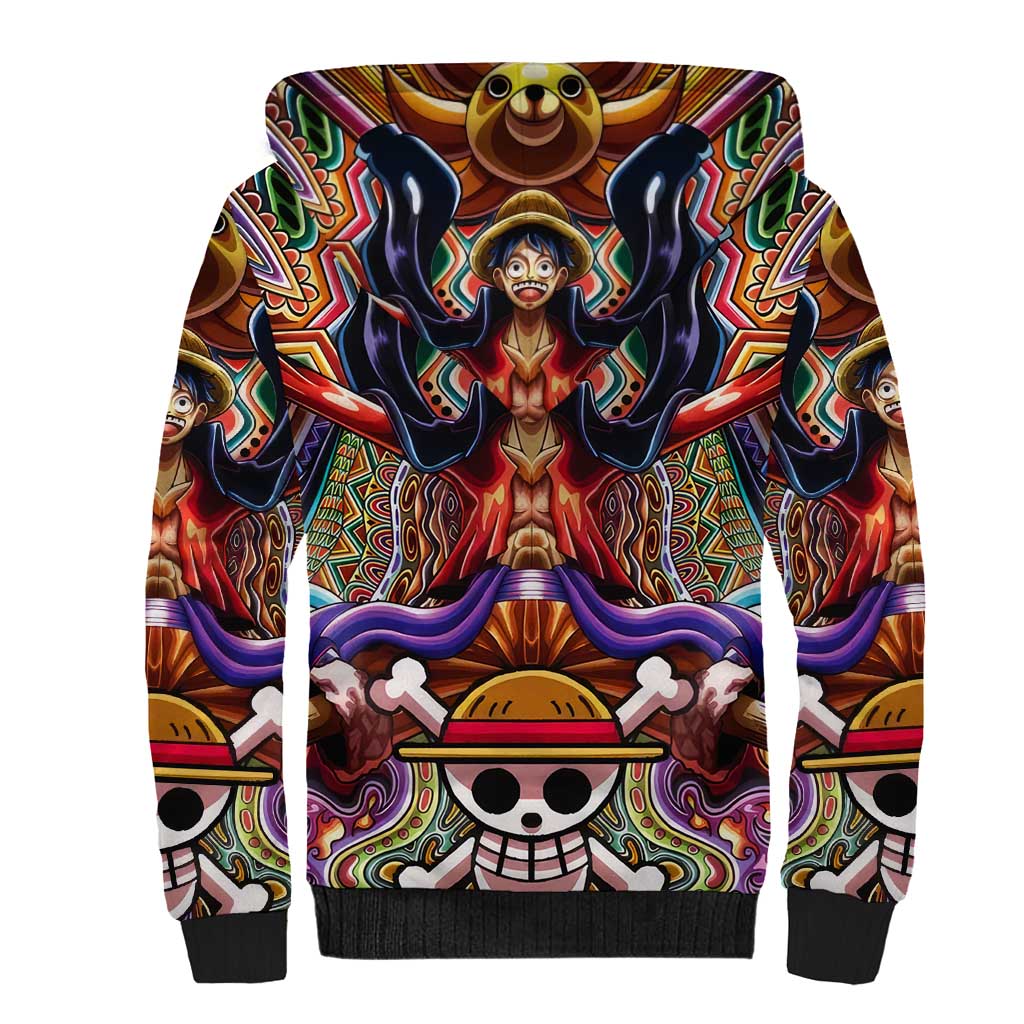 Trippy Monkey D. Luffy One Piece Sherpa Hoodie Anime Mix Hippie Style