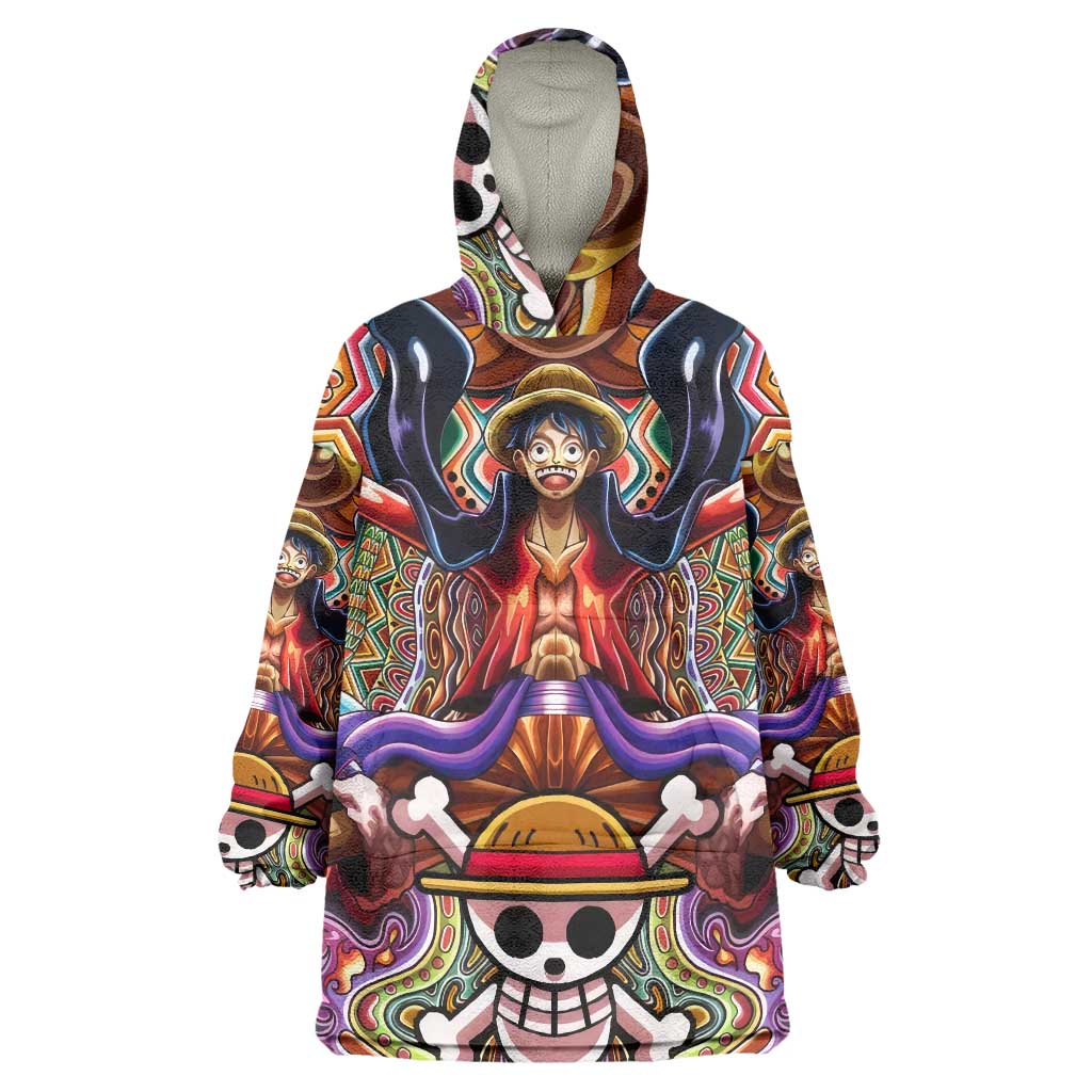 Trippy Monkey D. Luffy One Piece Wearable Blanket Hoodie Anime Mix Hippie Style