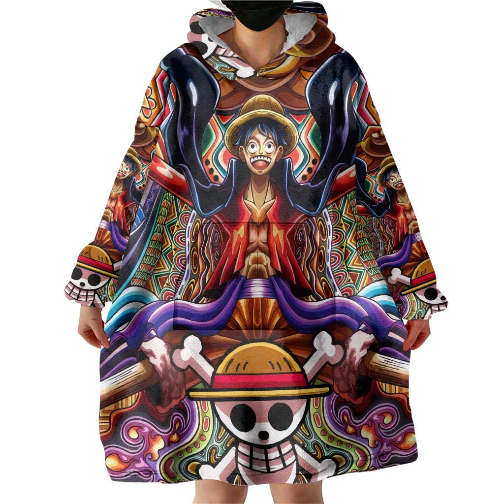 Trippy Monkey D. Luffy One Piece Wearable Blanket Hoodie Anime Mix Hippie Style