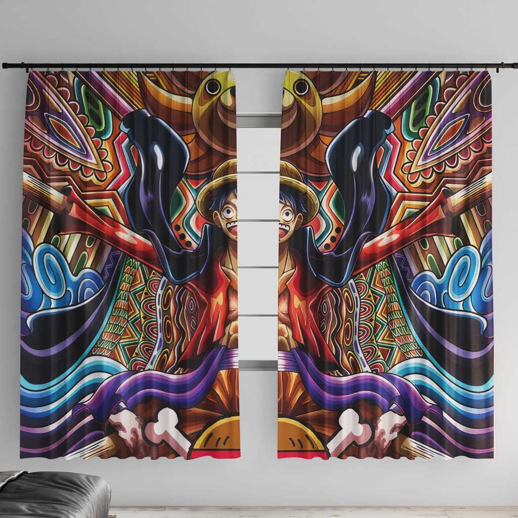 Trippy Monkey D. Luffy One Piece Window Curtain Anime Mix Hippie Style