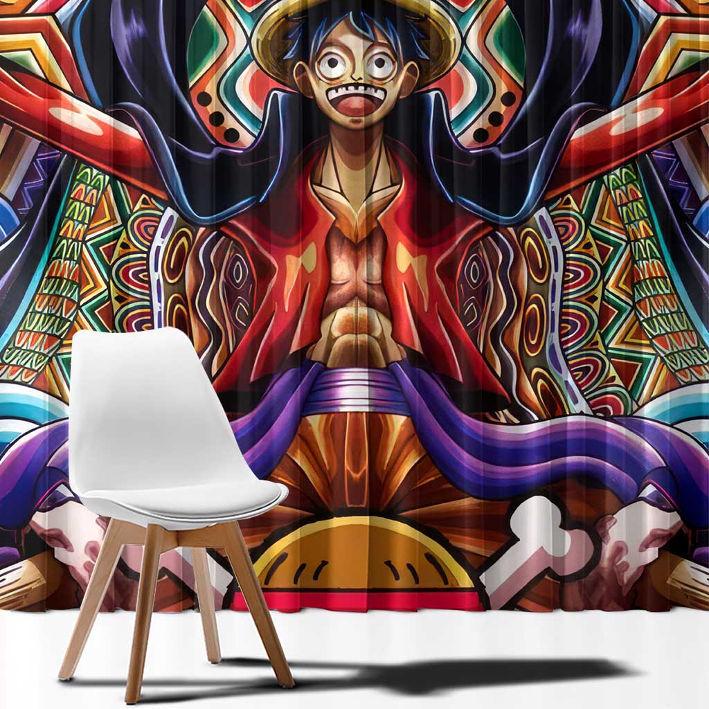 Trippy Monkey D. Luffy One Piece Window Curtain Anime Mix Hippie Style