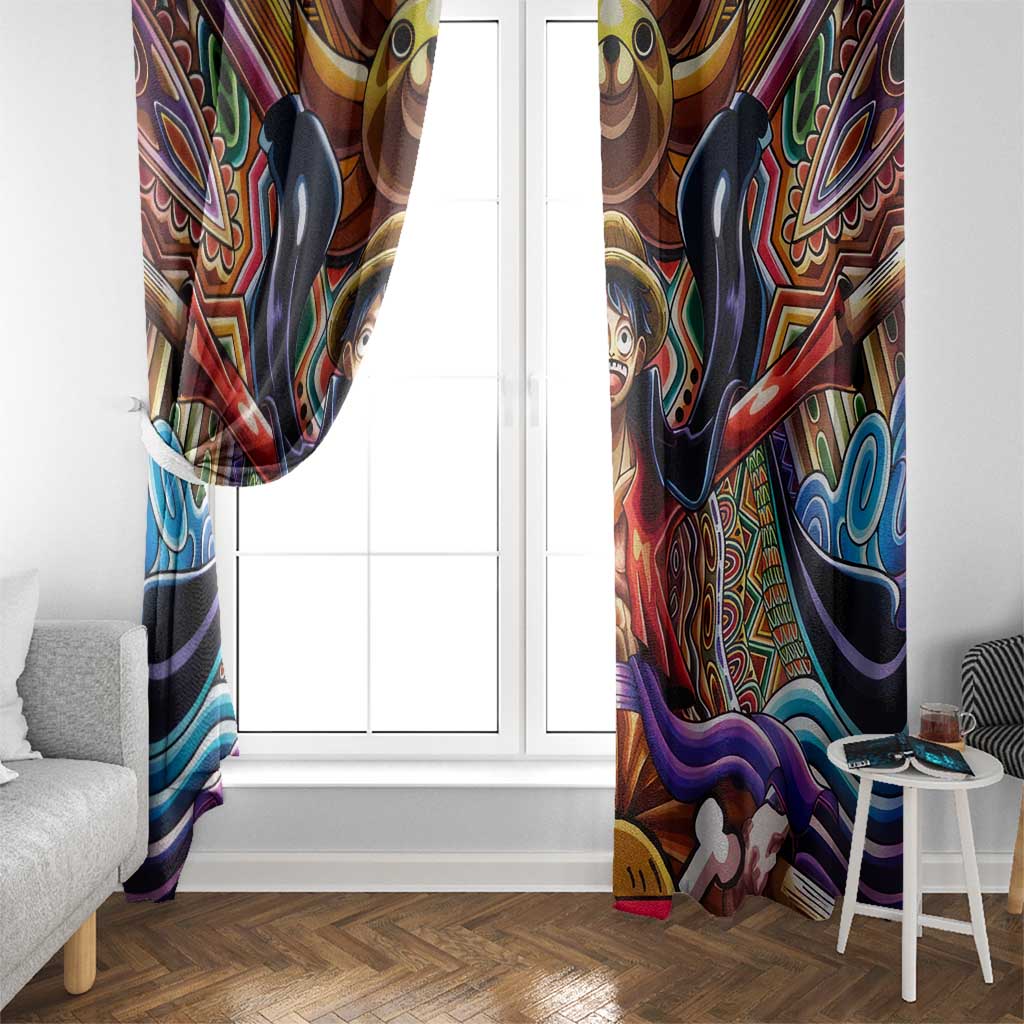 Trippy Monkey D. Luffy One Piece Window Curtain Anime Mix Hippie Style