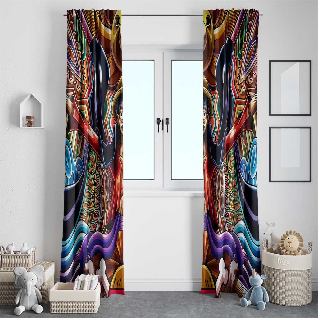 Trippy Monkey D. Luffy One Piece Window Curtain Anime Mix Hippie Style