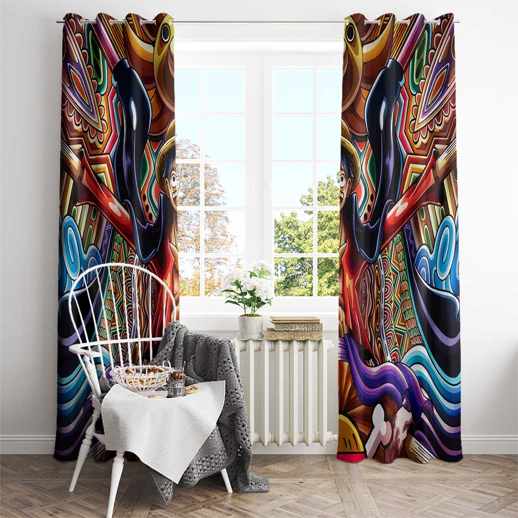 Trippy Monkey D. Luffy One Piece Window Curtain Anime Mix Hippie Style