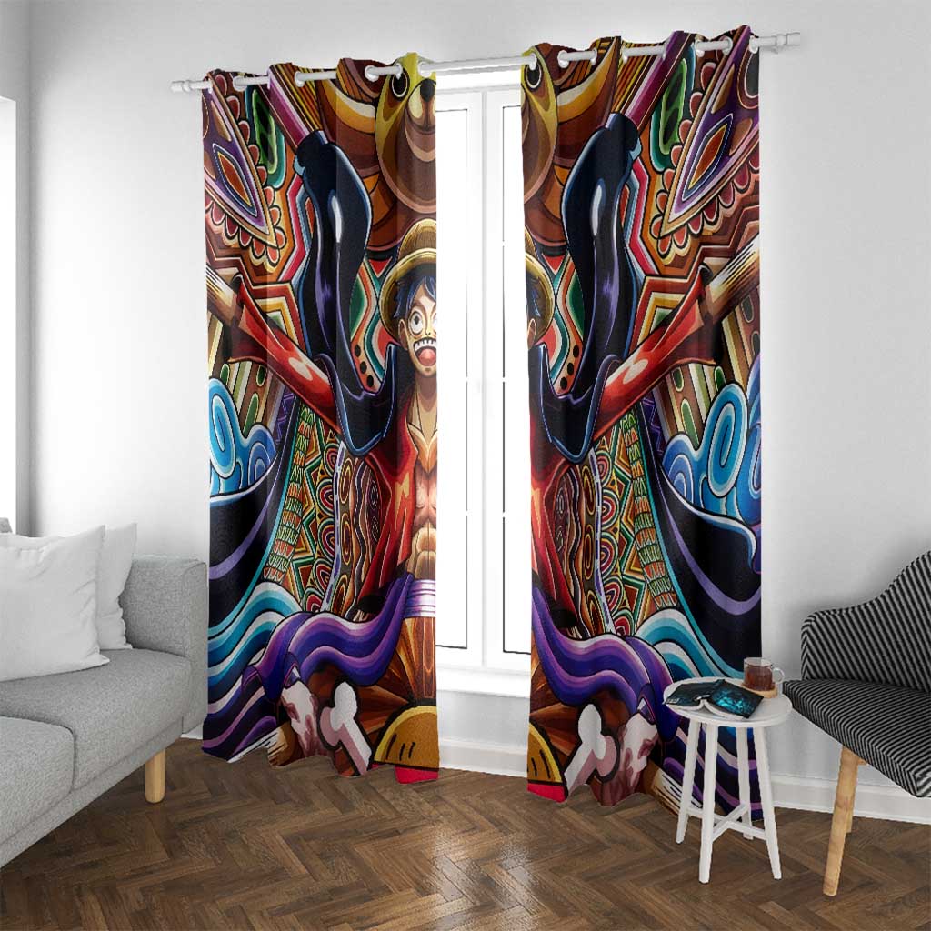 Trippy Monkey D. Luffy One Piece Window Curtain Anime Mix Hippie Style