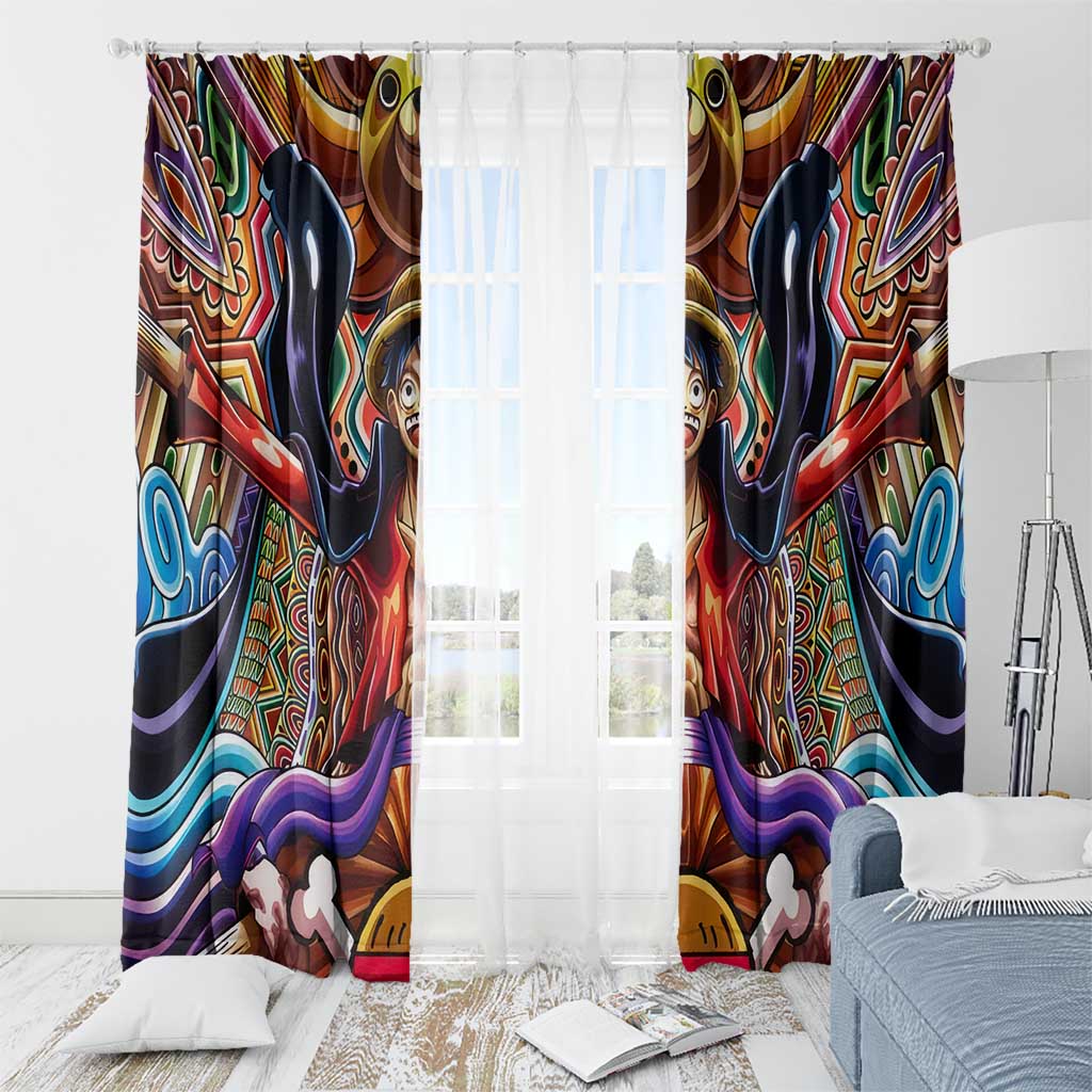 Trippy Monkey D. Luffy One Piece Window Curtain Anime Mix Hippie Style