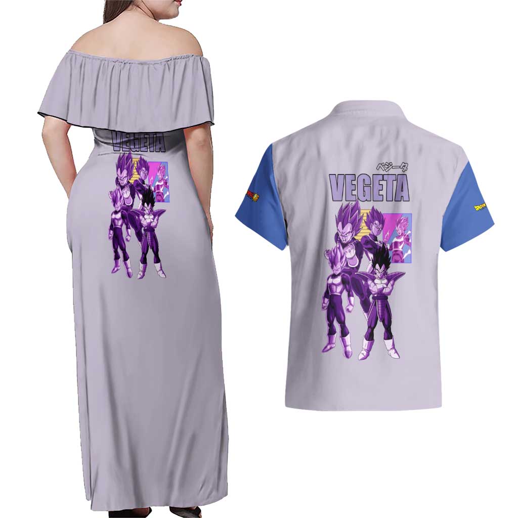Vegeta Dragon Ball Z Couples Matching Off Shoulder Maxi Dress and Hawaiian Shirt Anime Style