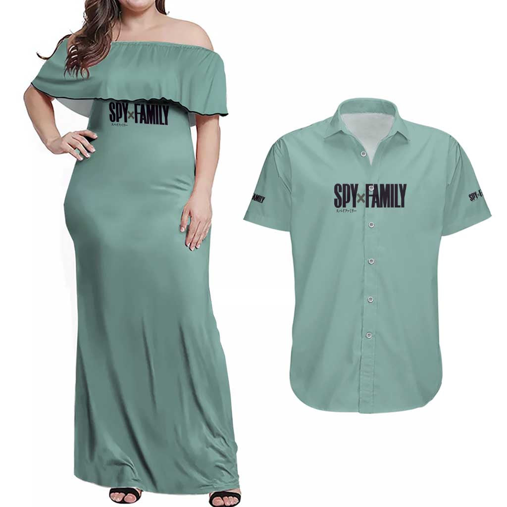 Forgers Spy x Family Couples Matching Off Shoulder Maxi Dress and Hawaiian Shirt Anime Style