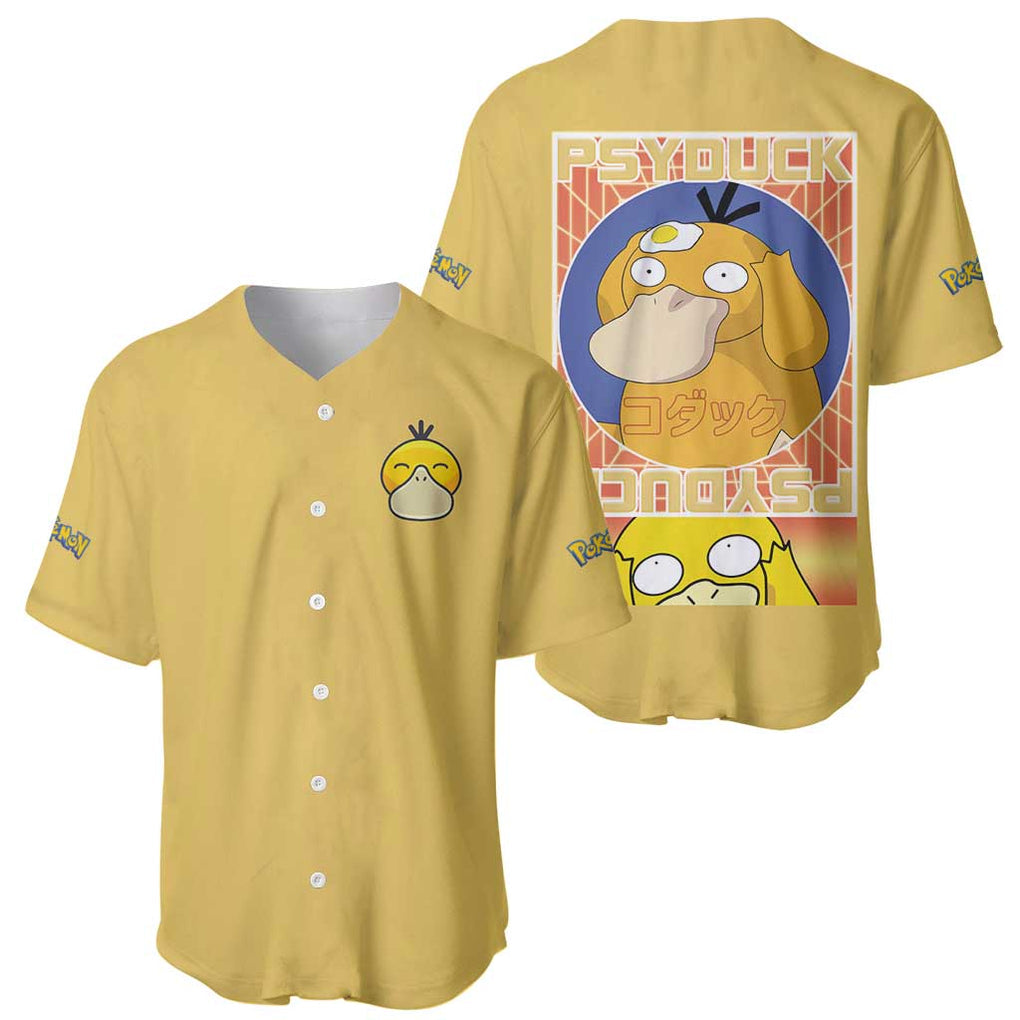 Cute Psyduck Poke Baseball Jersey Anime Style