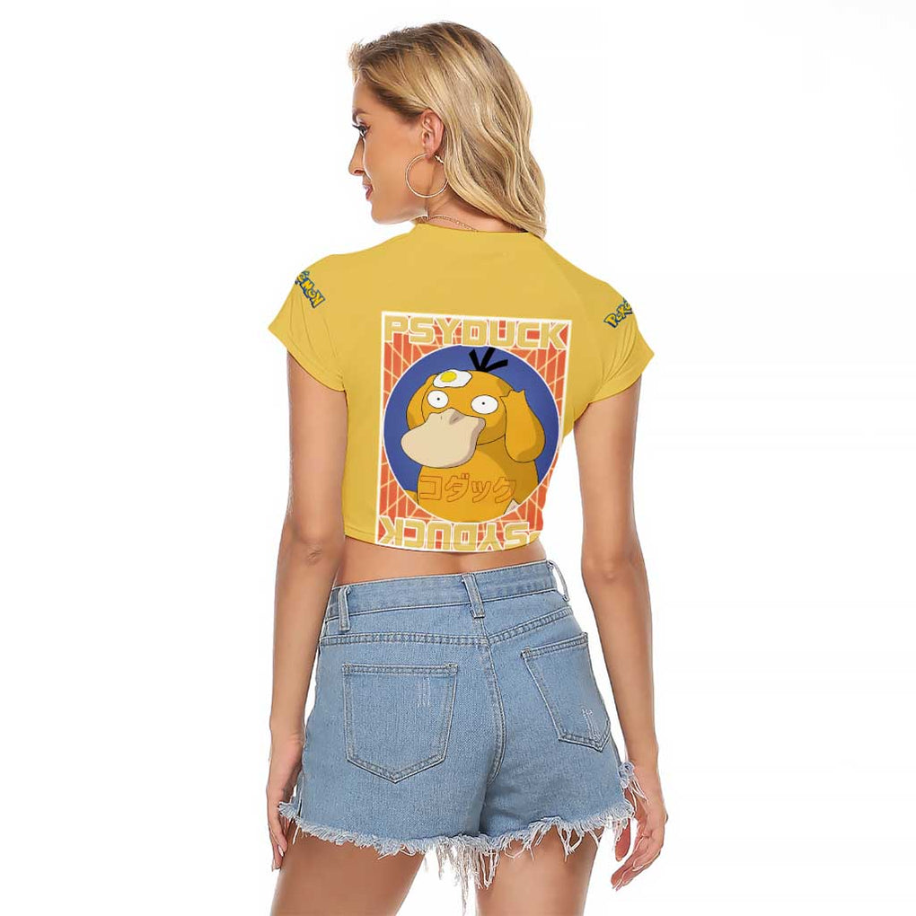 Cute Psyduck Poke Raglan Cropped T Shirt Anime Style