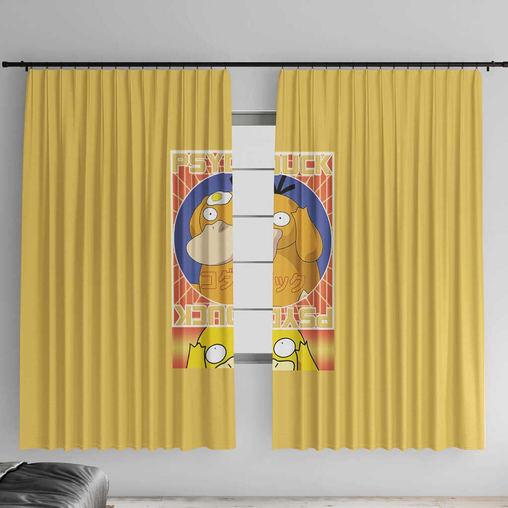 Cute Psyduck Poke Window Curtain Anime Style