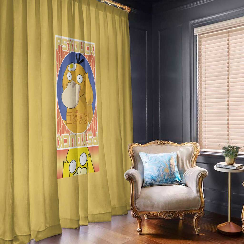 Cute Psyduck Poke Window Curtain Anime Style