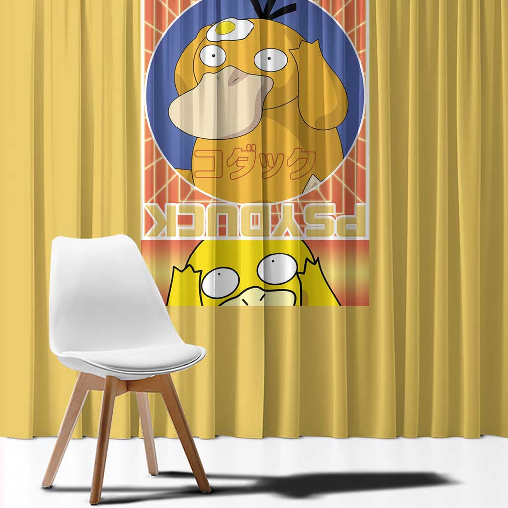 Cute Psyduck Poke Window Curtain Anime Style