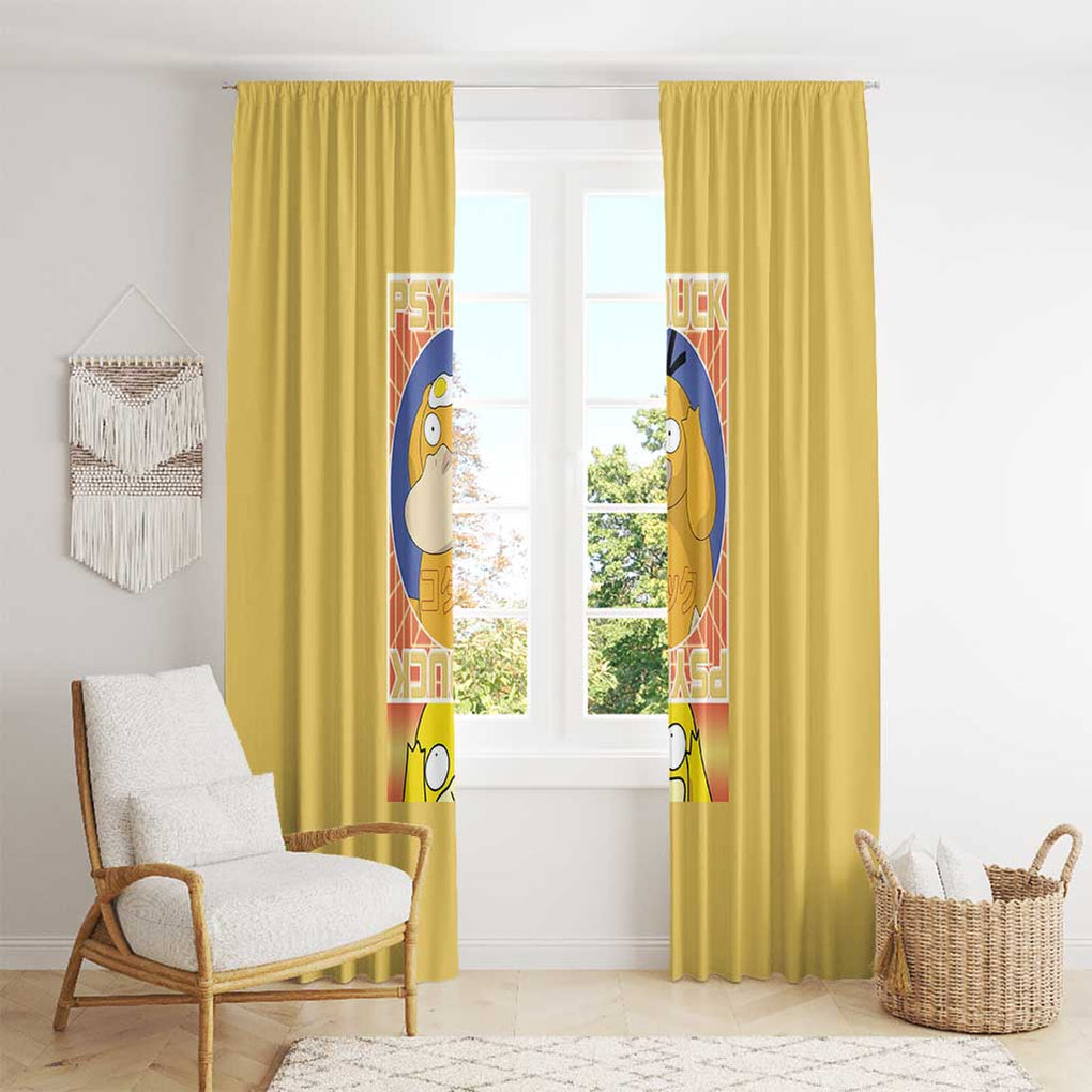 Cute Psyduck Poke Window Curtain Anime Style