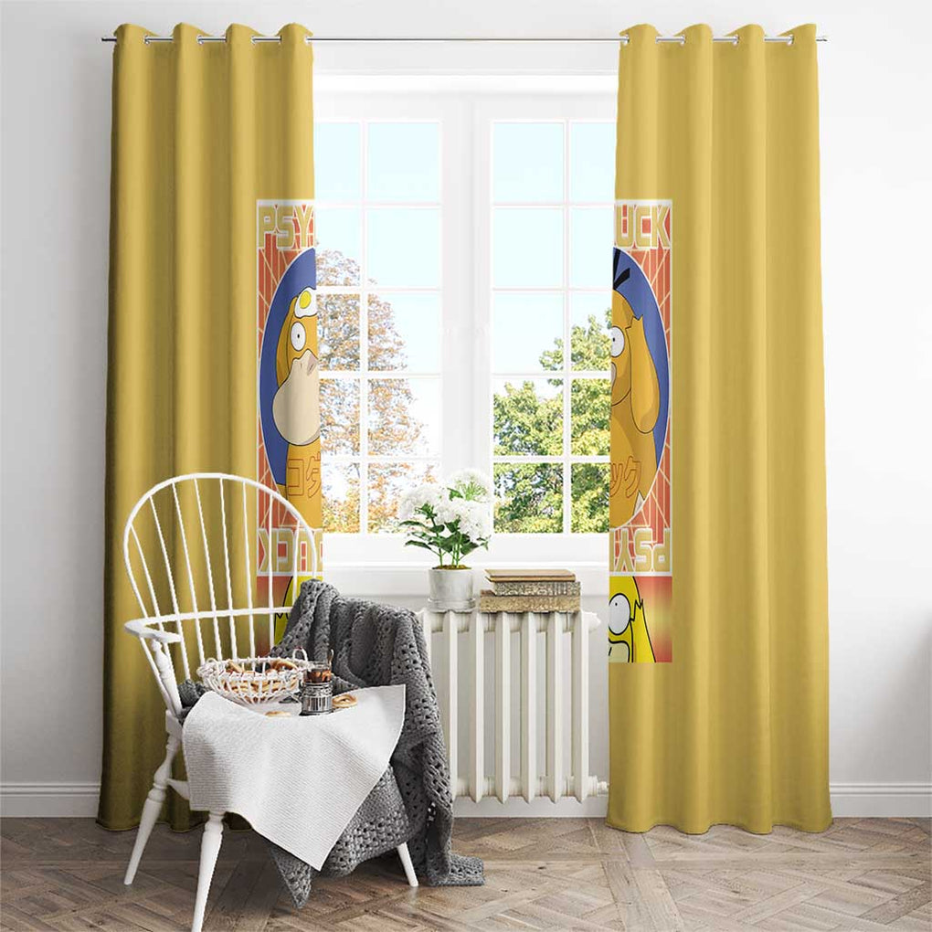 Cute Psyduck Poke Window Curtain Anime Style