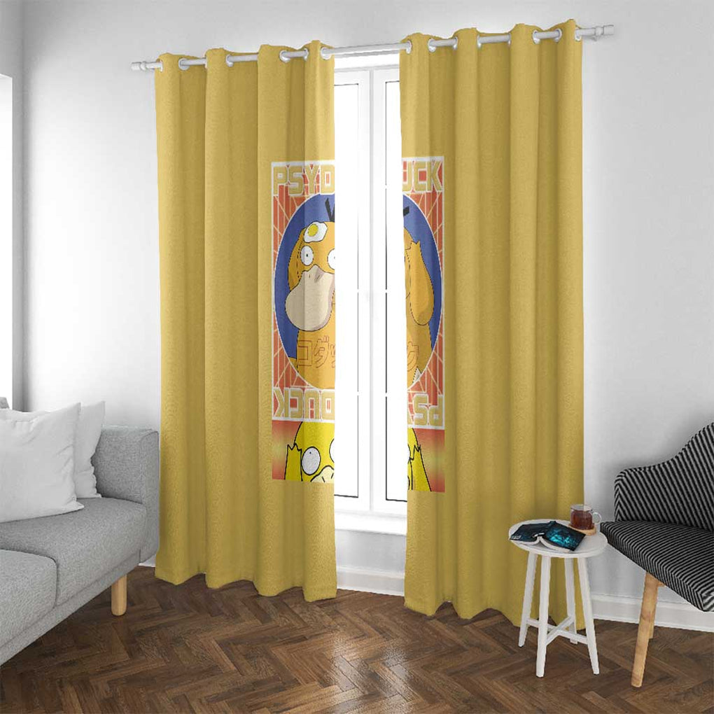 Cute Psyduck Poke Window Curtain Anime Style