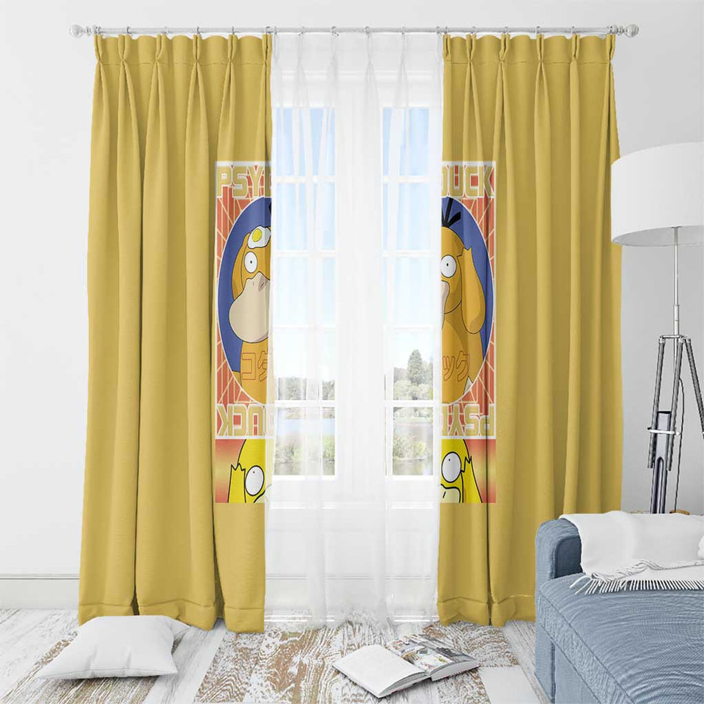 Cute Psyduck Poke Window Curtain Anime Style