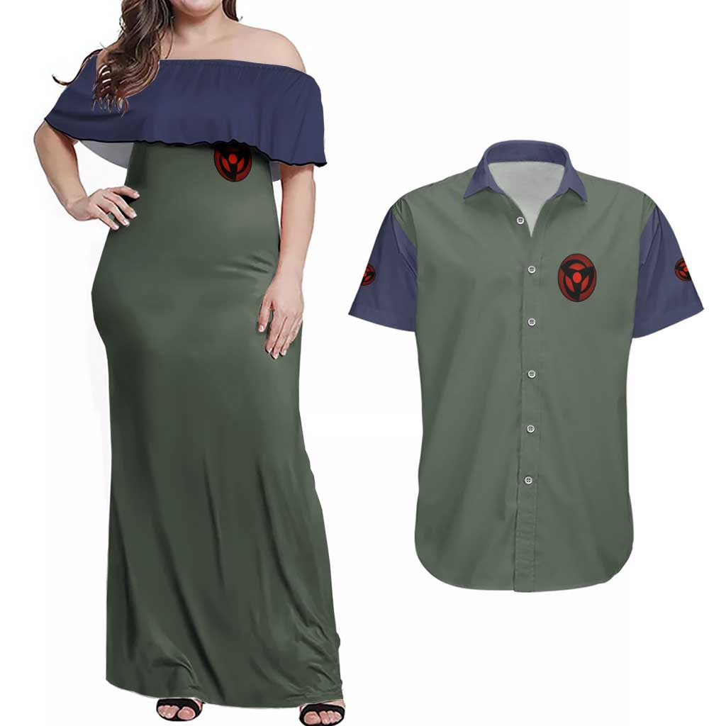Hatake Kakashi Naruto Shippuden Couples Matching Off Shoulder Maxi Dress and Hawaiian Shirt Anime Style