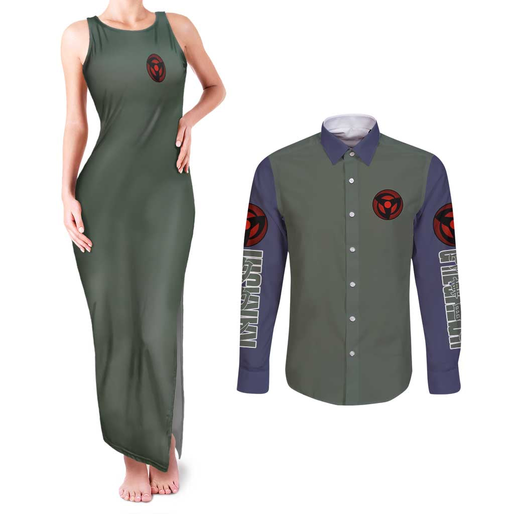 Hatake Kakashi Naruto Shippuden Couples Matching Tank Maxi Dress and Long Sleeve Button Shirt Anime Style