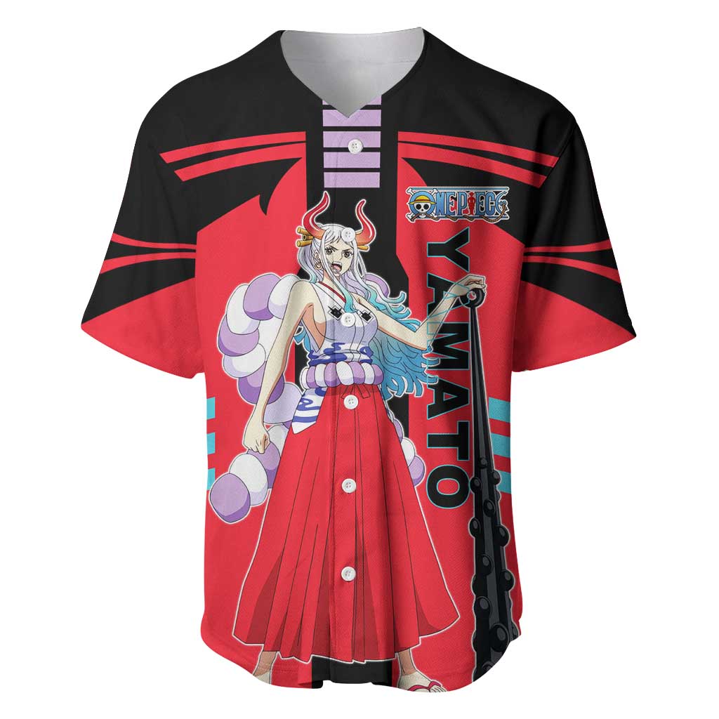Yamato from One Piece Baseball Jersey with Fierce Samurai Armor and Dynamic Action Pose Design - The Mazicc