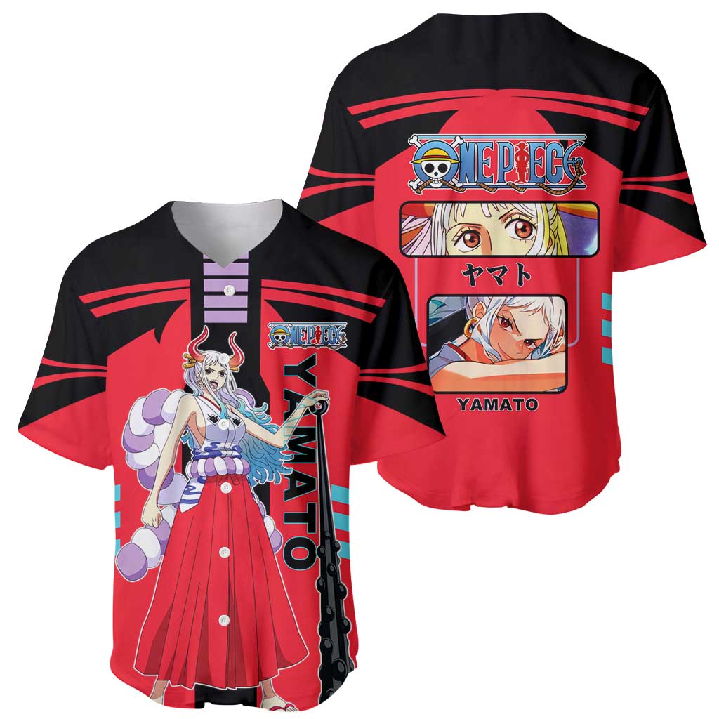 Yamato from One Piece Baseball Jersey with Fierce Samurai Armor and Dynamic Action Pose Design - The Mazicc