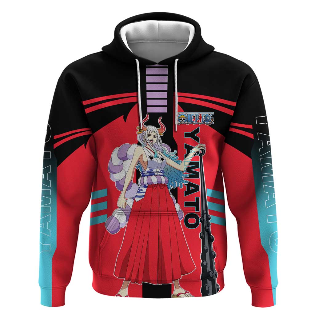 Yamato from One Piece Hoodie with Fierce Samurai Armor and Dynamic Action Pose Design - The Mazicc