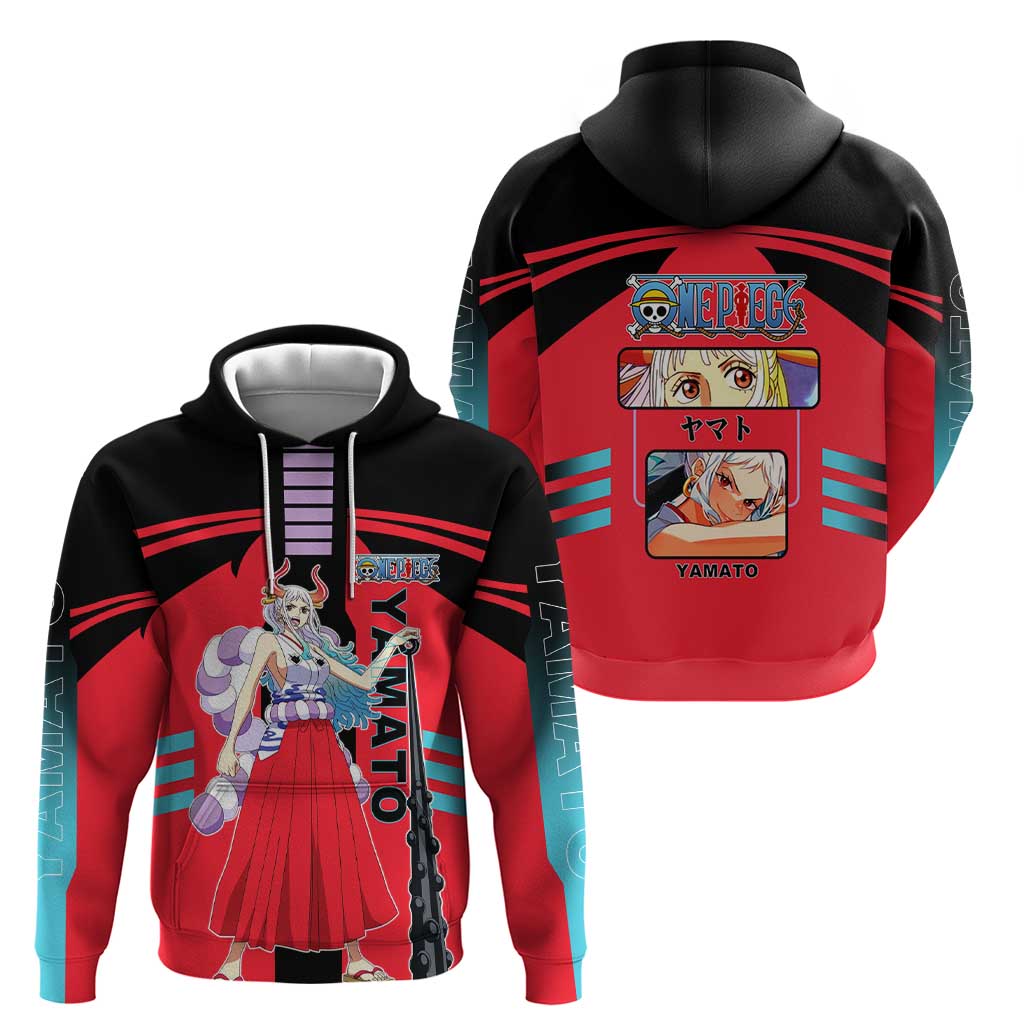 Yamato from One Piece Hoodie with Fierce Samurai Armor and Dynamic Action Pose Design - The Mazicc
