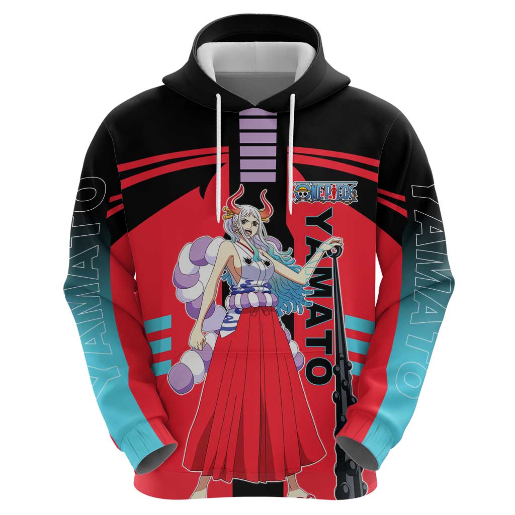 Yamato from One Piece Hoodie with Fierce Samurai Armor and Dynamic Action Pose Design - The Mazicc