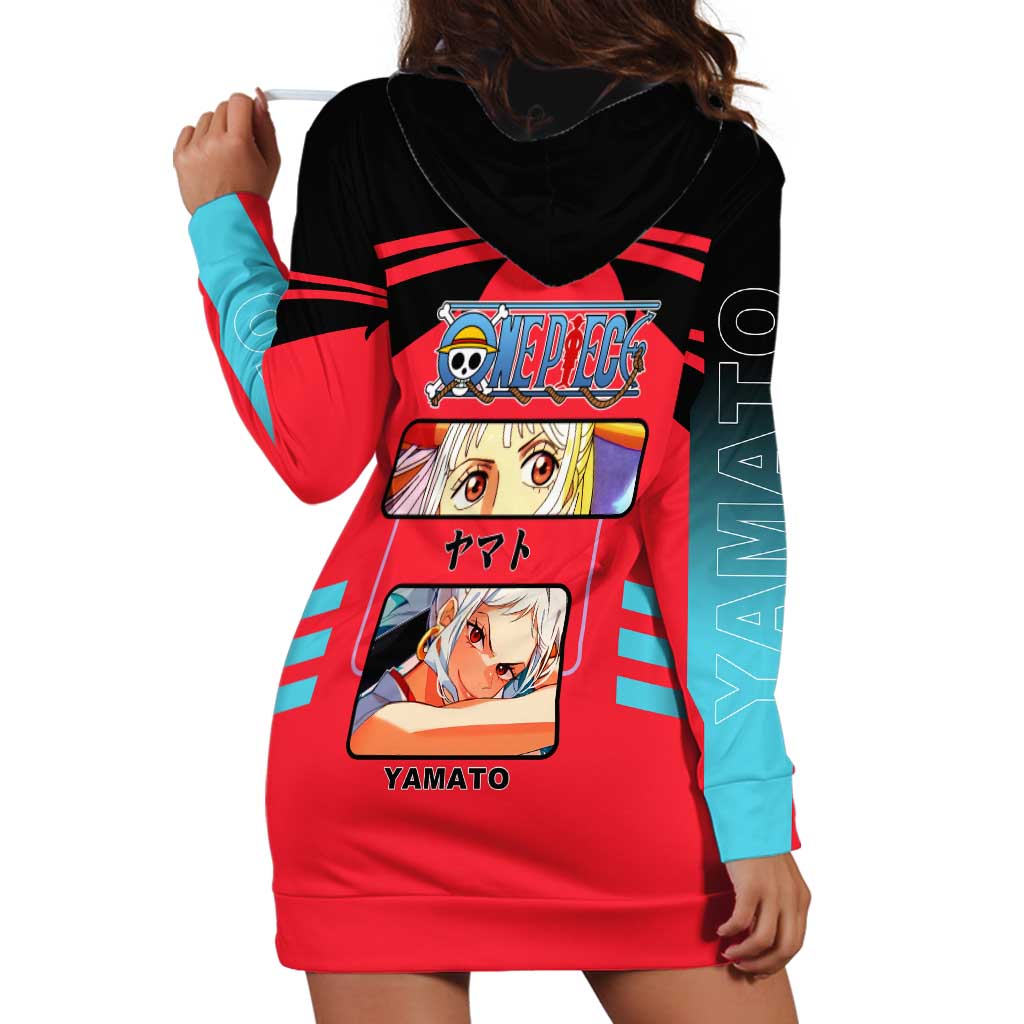 Yamato from One Piece Hoodie Dress with Fierce Samurai Armor and Dynamic Action Pose Design - The Mazicc