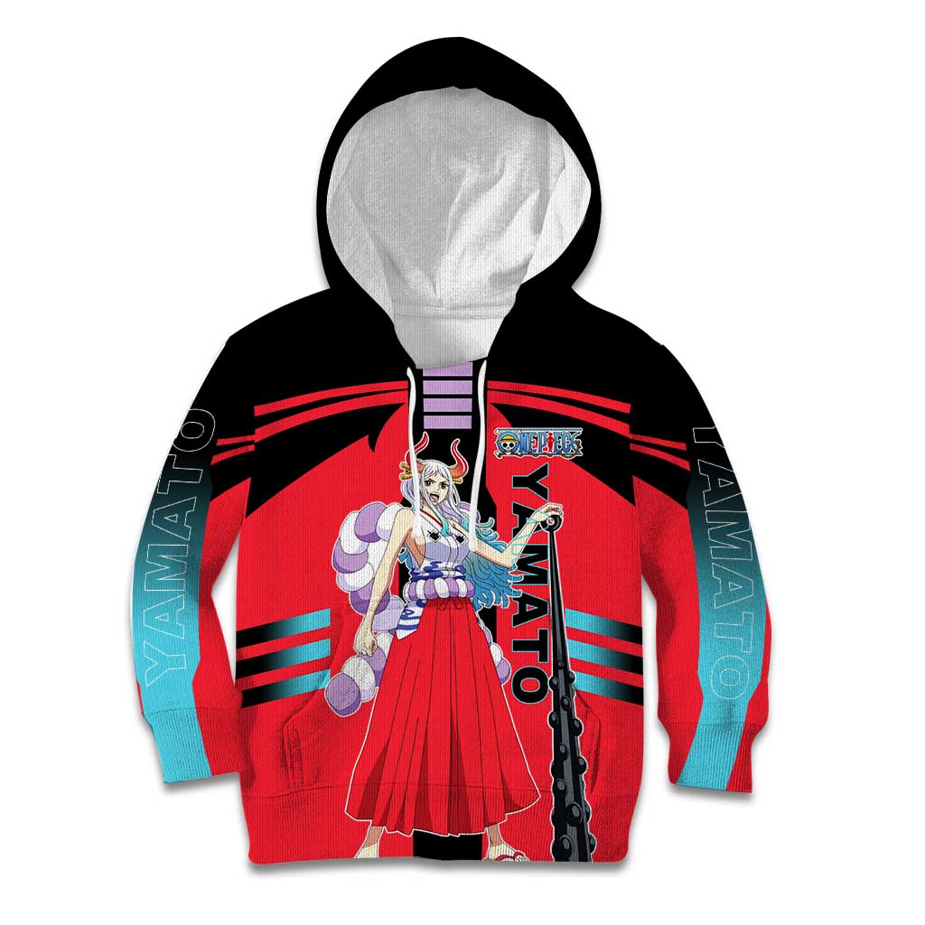 Yamato from One Piece Kid Hoodie with Fierce Samurai Armor and Dynamic Action Pose Design - The Mazicc
