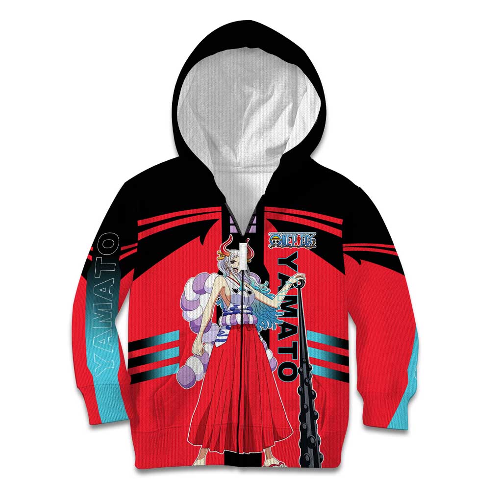 Yamato from One Piece Kid Hoodie with Fierce Samurai Armor and Dynamic Action Pose Design - The Mazicc