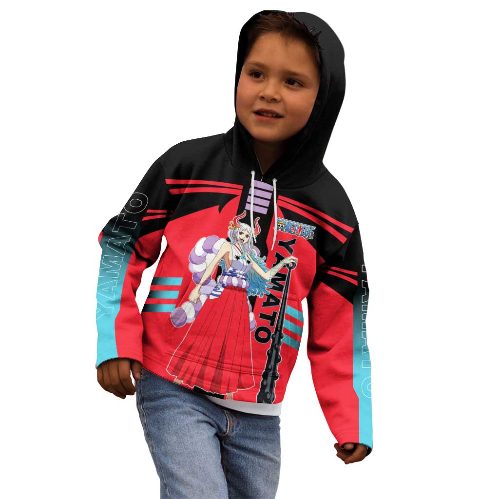 Yamato from One Piece Kid Hoodie with Fierce Samurai Armor and Dynamic Action Pose Design - The Mazicc