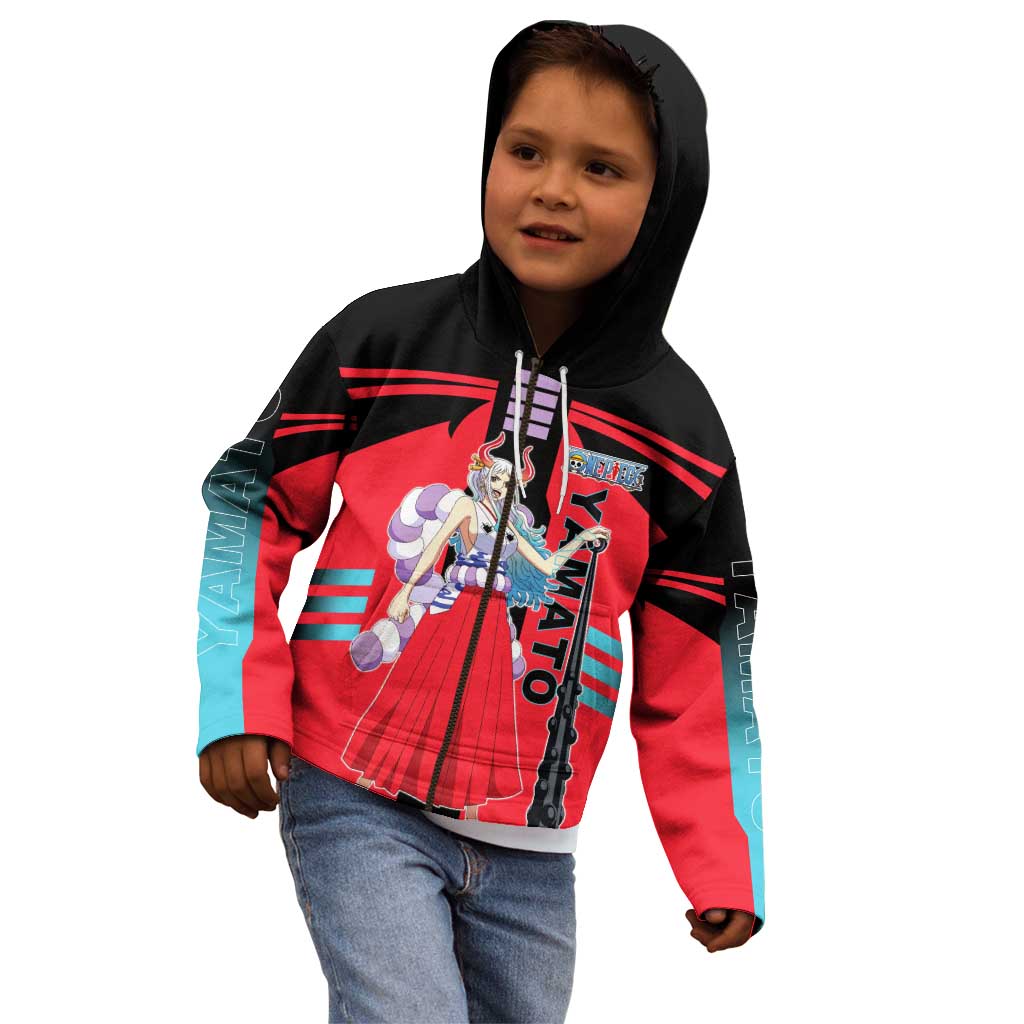 Yamato from One Piece Kid Hoodie with Fierce Samurai Armor and Dynamic Action Pose Design - The Mazicc